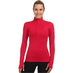 Nike Pro Red Dry Fit Half Zip Pullover Long Sleeve Athletic Shirts Womens Size M